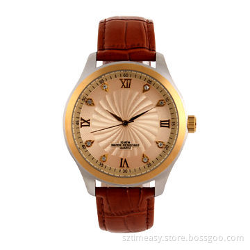 OEM stainless steel watches with leather band